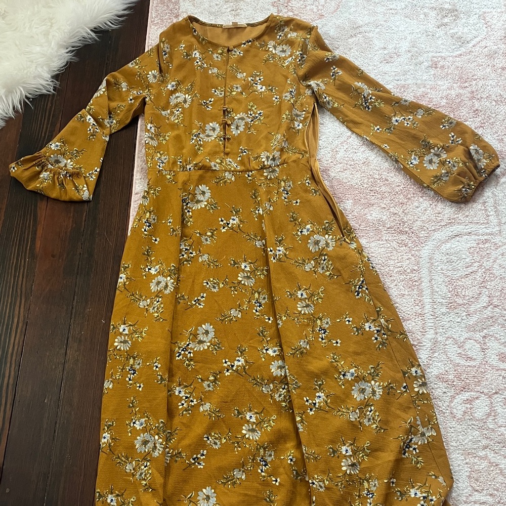 Promesa Mustard Floral Dress